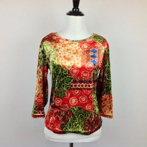 Vintage DB Sport Top Womens Small Stretch Velvet